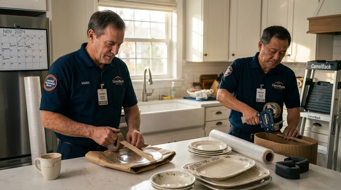 Professional crew packing kitchen dishware in Madison Heights, MI