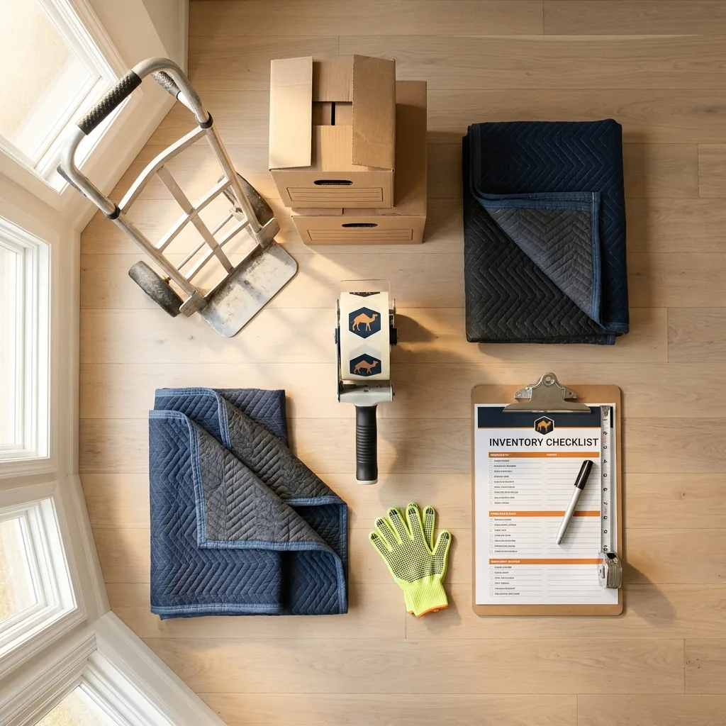 Professional moving supplies and packing materials layout for Madison Heights residential relocations
